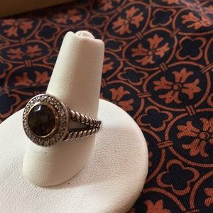 .925 Silver and 14k Yellow Gold Smoky Topaz Ring